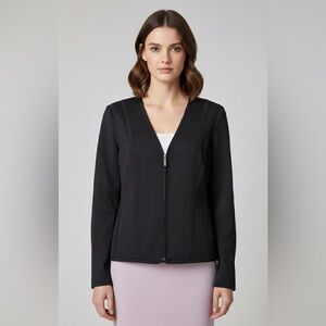 DKNY Tailored Zip-Front Jacket – Black – Size 10
